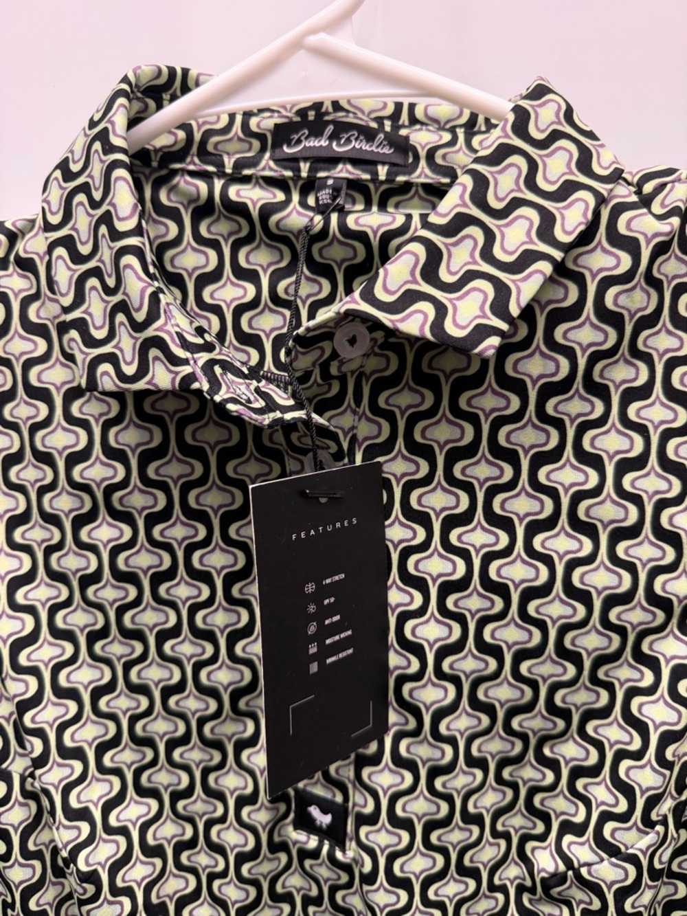 Bad Birdie sleeveless collared top featuring a geometric pattern small nwt - Picture 3 of 6